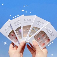 24Pcs/Set Imitation False Nails including glue D60 nail Nail Art Nail Care fake nails 24Pcs Cartoon 