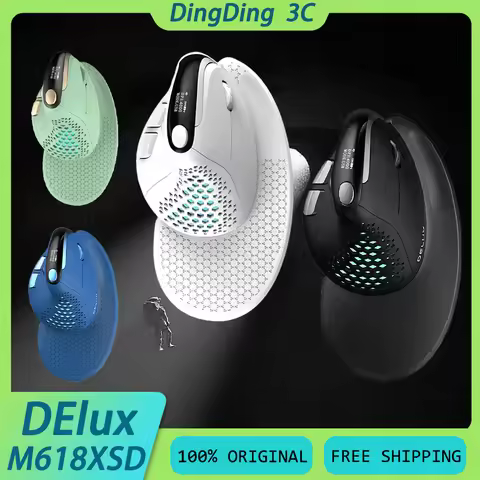 DELUX M618XSD Ergonomic Vertical Mouse With OLED Screen Tri-Mode Wireless Rechargeable Low Latency C