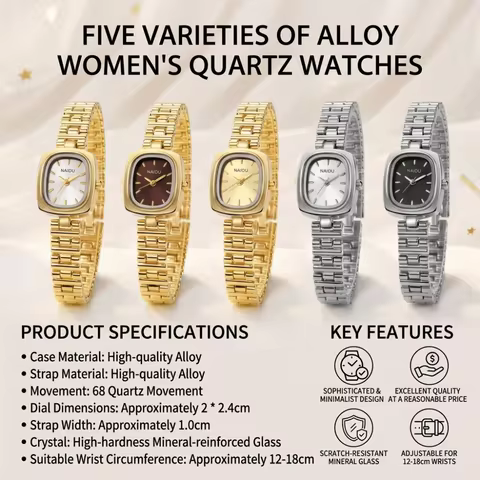 18K Gold PVD Ladies' Watch Wristwatch Bracelet Elegant Japan Movement Watch Polished Square Quartz W