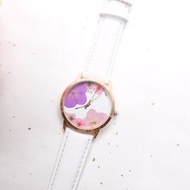 賞花手錶 紫色 繡球花 乾燥花 玫瑰金 客製化 個人化 手寫英文字