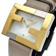 FENDI/ FENDI Mania 2P Diamond Watch 001-100-214 Stainless Steel/Leather/GP Quartz White Shell Dial W