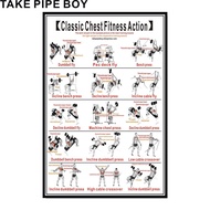Workout Posters for Home - Dumbbell Exercise Posters for Chest Workout - Core, Abs, Legs, Glutes Upp