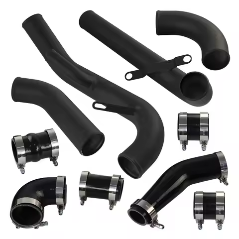 Aluminum Polished Upgrade Intercooler Pipe Hose Kit For Mitsubishi Lancer EVO X 08-15 SL Black