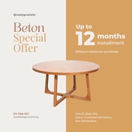KUSI Beton Dining Table / Muji Style Dining Table / Round Dining Table / Dining Table
