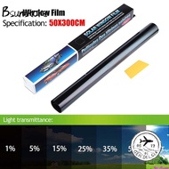 BSUNS1 1Roll 50x3m Window Tint Film, Solar UV Protection Sun Shade Car Foils, Durable Scratch Resistant VLT 1%-50% Heat UV Block Glass Sticker Windshield