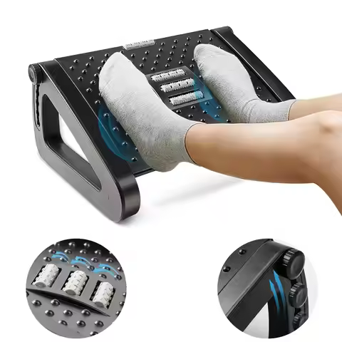Foot Rest for Under Desk Adjustable Foot Rest Ergonomic Foot Stool Massage for Pressure Relief Porta