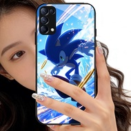O-45 Sonic tempered Glass Phone Case OPPO Reno 4 A15S A91 3 6Z 5 6 A15 F15 5G
