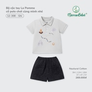 La Pomme polo neck short sleeve set to play with me - Cool Natural Cotton yarn - Boys - 9M - 5Y