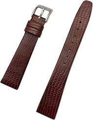 18mm Dark Brown Genuine Leather Watch Band | Flat, Tail Lizard Grain, No Padding Replacement Wrist S
