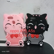 Oppo A5s A7 A11k A12 F9 A15 A15s A16 A16s A37 A37f A54 A55 A57 A77 A77s Casing 3D Mini Cat Character Cat Doll Best Mobile Phone Protector