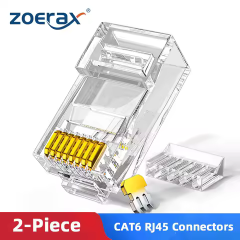 ZoeRax 50PCS Two-Piece Cat6 RJ45 Connectors, Cat 6 2-Piece RJ 45 Ends, UTP 8P8C Ethernet Connector P