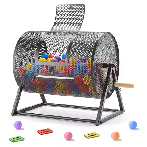 SucceBuy Raffle Ticket Spinner 11.6"x6.6"/16.1"x11.9" Raffle Drum Lottery Spinning Cage with Handle 