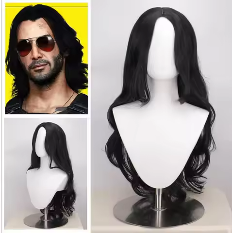 QQXCAIW New Johnny Silverhand Cosplay Wig Keanu Reeves Heat Resistant Synthetic Hair Halloween Party
