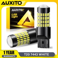 AUXITO 2 ชิ้น T20 ไฟย้อนกลับ 7443 หลอดไฟ LED 7443 7440 นำแสงสำรองเบรคไฟสีขาว 6000K 12V