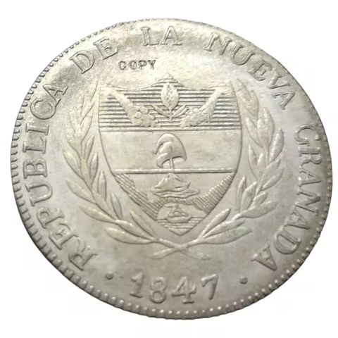 1847 Colombia 8 Reales (Republic of Nueva Granada) Silver Plated Copy coin