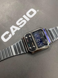 Casio Vintage 系列 A100WE-1A銀色/ A100WEGG-1A全黑/A100WEG-9A金色復古中性手錶
