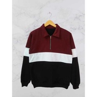 Zollaris Men's Three Color Half Zipper Sweater / Three Color Rugby Sweater / Half Zipper Rugby Sweat