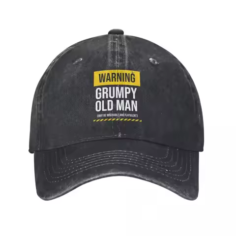 Warning Grumpy Old Man Men Women Baseball Cap Funny Caution Distressed Washed Hat Outdoor Activities