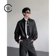 Dark Style Autumn Winter Design Feel PU Leather Old Money Style Leather Shirt cs1840P978 Performance