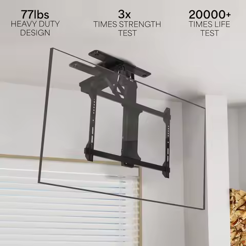Electric Flip Down Swiveling Ceiling TV Mount, Large Motorized Flat Ceiling Mount, App and Voice Con