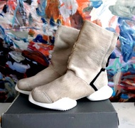 全新38.5號 Rick Owens X Adidas杏色馬毛真皮襪子長靴高筒鞋波鞋