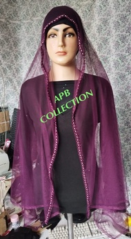 Veil Atasan pengantin Wanita payet mutiara tunangan Aksesoris Akad Murah hantaran Kerudung ibu Besan