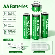 PUJIMAX AA Rechargeable Battery Type-C 1.5V Li-ion Fast Charge for Gamepad VR Toy Remote