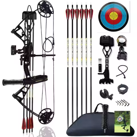 Compound Bow Set 10-40lbs for Pull Child Right Hand Lightweight Design Bow Adjustable 1628 Draw Leng