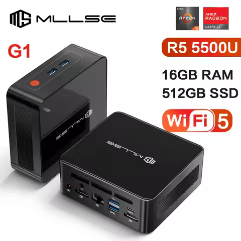 MLLSE G1 Mini PC Windows 11 Pro AMD R5 5500U DDR4 16GB RAM 512 8GB ROM WiFi 5 BT5.2 Desktop Computer