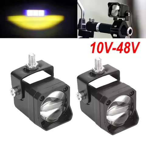 Motorcycle Mini Projector Fog Lights LED Bicolor Spotlight 10W Hi Lo Beam for Yamaha Cafe Racer 12V 