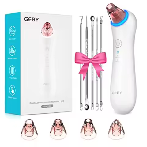 Blackhead Remover Vacuum Pore Extractor for Face with RedBlue Light 3 Modes 4 Suction Heads Black Sk
