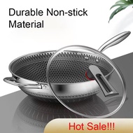 32/34/36cm Non-Stick Wok Frying pan German Quality Honeycomb SUS 316 Stainless Steel Thick Fast Heat Conducting Transfer