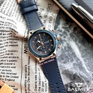 [Original] Balmer 7947G BRG-5 Chronograph Sapphire Men Watch with Blue Dial Blue Genuine Leather Str