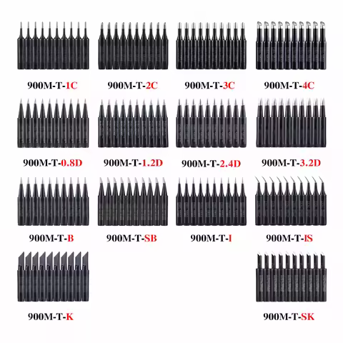 10PCS/Lot Lead-Free Soldering Iron Tip 900M-T-K/SK/I/IS/B/1C/2C/3C/4C/0.8D/1.2D/1.6D/2.4D/3.2D/SB Fo