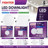 FIGHTER LED DOWNLIGHT 6 & 8 Inch SQUARE ROUND 20W 24W 6500K Lampu Home Bilik