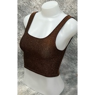 Sns98 Crop Top Square Neck Shine Fabric