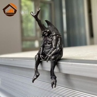 CheeseArrow Antique Brass Realistic Beetle Sculpture Dual Horned Beetle Figurine With Intricate Deta