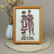 【似顏繪刺繡相框8吋】-特殊婚紗