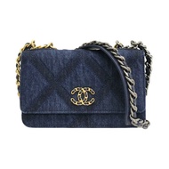 藍色 菱格紋丹寧布 19 WOC 兩用包【CHANEL 香奈兒】 AP0957