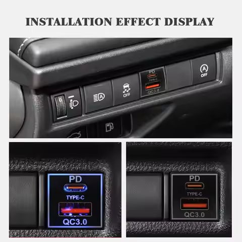 Juren 1pcs QC3.0 USB Fast Charging TYPE-C Interface Socket Charger For Toyota Camry Carola TS-07-C