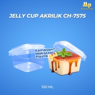 Acrylic Jelly Cup CH-7575 SQUARE Jelly Cup Lid/ SQUARE PUDDING Container @50 PCS