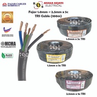 Fajar 1.0MM / 1.5MM / 2.5MM 5 Core TRS Cable Core Black 100% Pure Copper [100 METER PER ROLL]