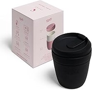 Swanz Porcelain Coffee Travel Mug with Leakproof Lid, Reusable Insulated Ceramic Tea Cup with Silico