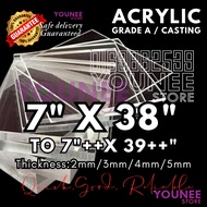 7 x 38 inches TO 39++ INCHES acrylic sheet with 2mm, 3mm 4mm and 5mm / transparent akrilik