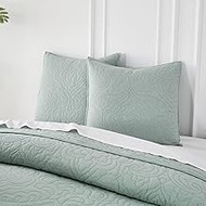 Querencia 100% Cotton Set of 2 Euro Sham Covers - 26x26 Pillow Covers, Blue Quilted Bed Pillow Squar