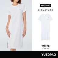 Yuedpao Signature Dress Summer ผ้าหนาทรงสวย ยับยากรีดง่าย เสื้อยืดเปล่า ชุดเดรส สี White