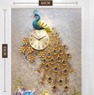 [Meeting] European Style Peacock Clock Modern Home Decorative Clocks for Living Room and Bedroom Dining Room Silent Wall Clock
