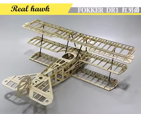RC AirPlanes Laser Cut Balsa Wood DIY Airplane Kit FOKKER DR1 Frame Wingspan 1000mm Model Building K