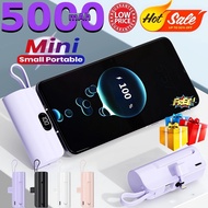 Portable powerbank fast charging 5000mAh Cable mini power bank For iphone Buy 1 free 1 gifts