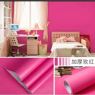 Wallpaper Stiker Dinding 10 Meter Warna Pink Fanta Motif Polos Mewah 